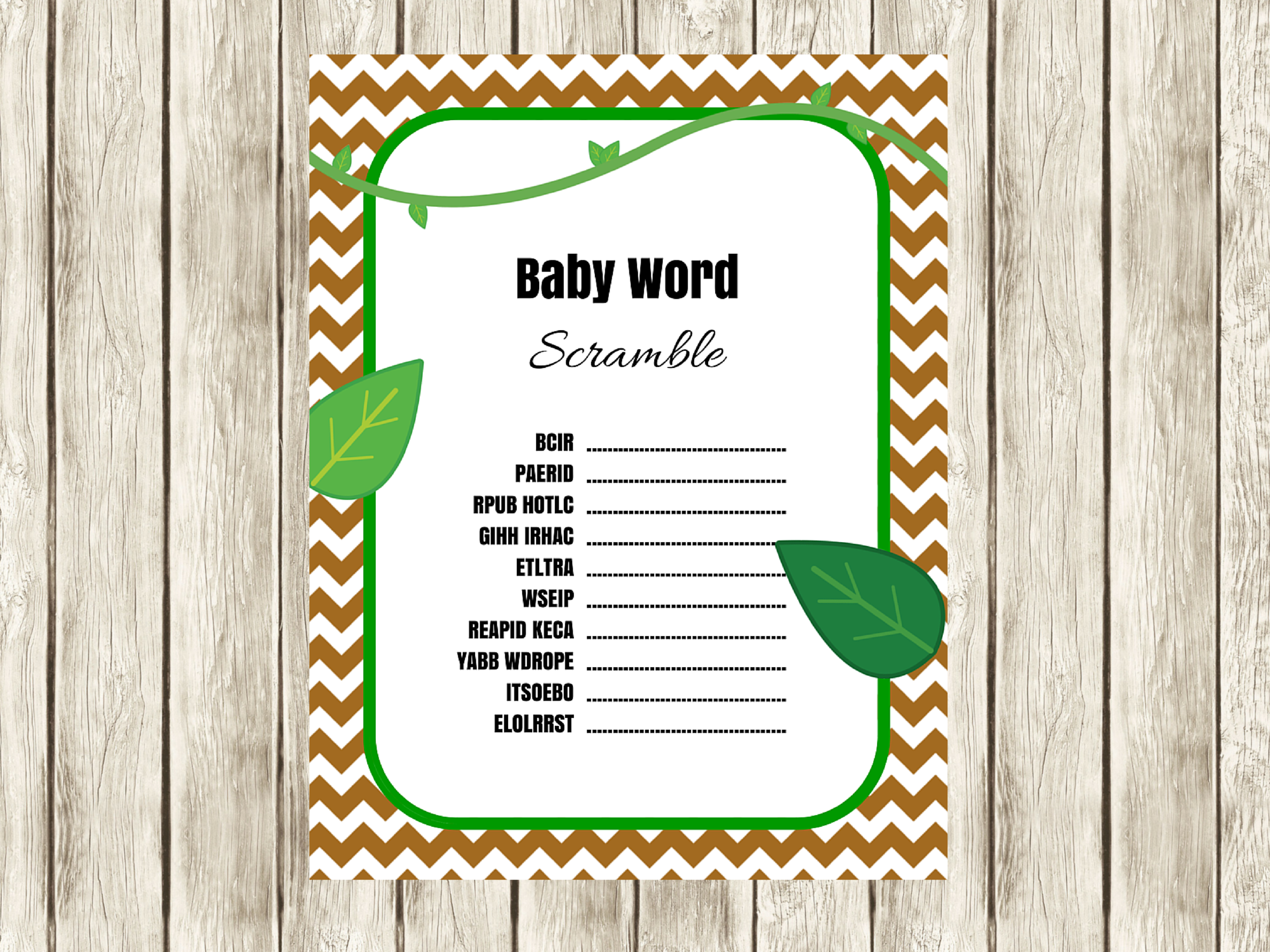 Jungle Baby Shower Printables Games