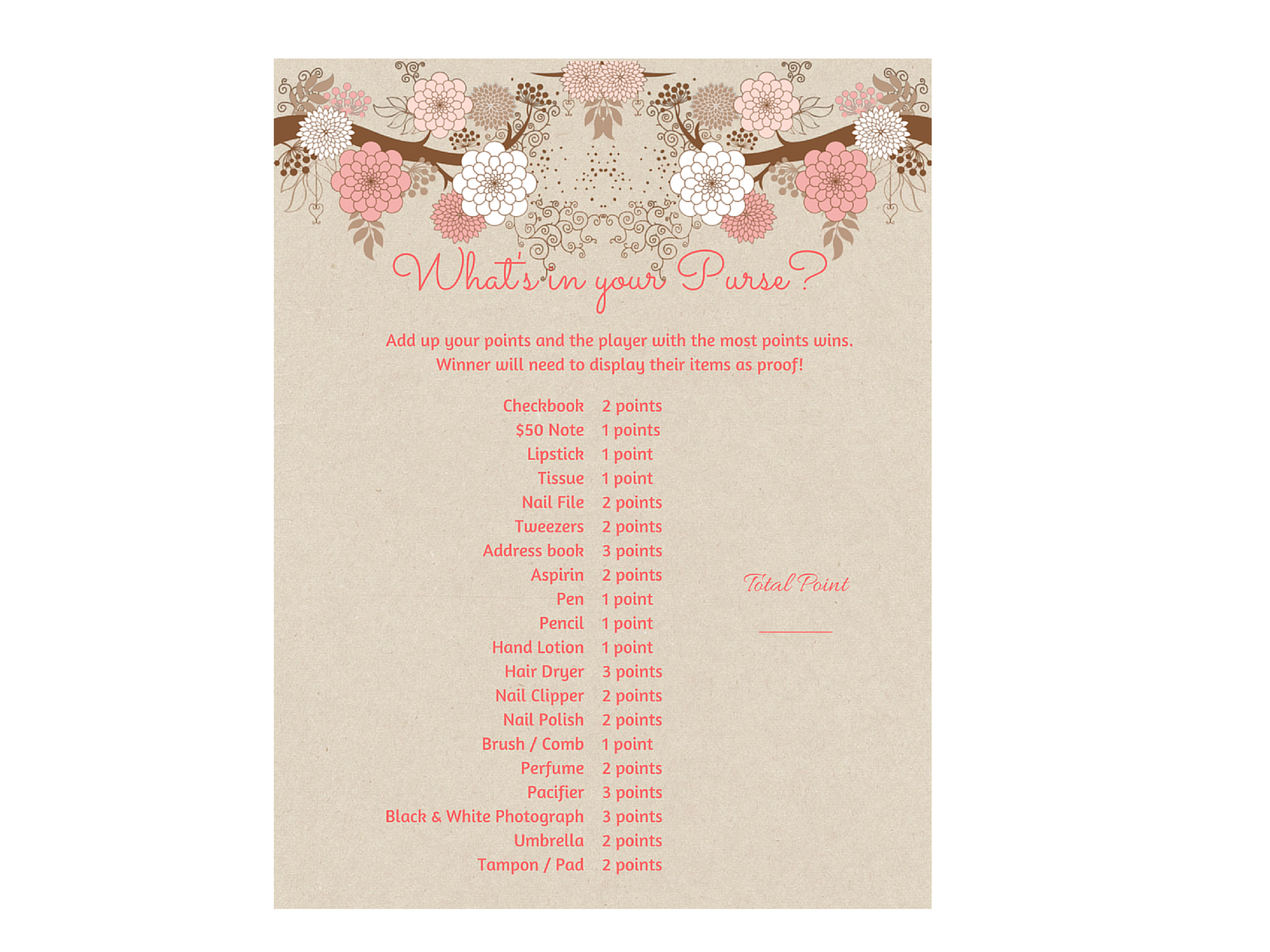 Shabby Pink Baby Shower Game Set - Magical Printable