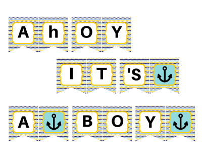 Ahoy it's a Boy Baby Shower Banner, Ahoy it's a Boy Birthday Banner, Ahoy it's a Boy Banner, Nautical Banner, Pirate Baby Shower Banner
