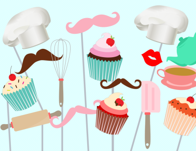 Cupcake Baking Photo booth Party Props