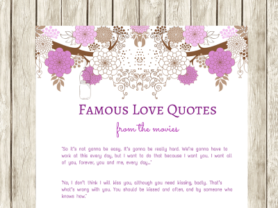 famous love quotes from movies Bridal Shower games, Purple Printable famous love quotes bridal Shower, Bridal Shower activity, mj02