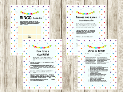 rainbow famous quotes from movies Bridal Shower games, Printable traditions bridal Shower, why do we do that, Bridal Shower activity, bingo,