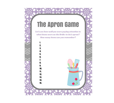 Apron Game Bridal Shower Games purple