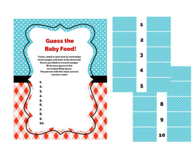 Baby Shower Games, Boy Baby Shower Games, Fun Baby Shower Games, Baby Food Games, Name that baby food with labels, thing 1 thing 2