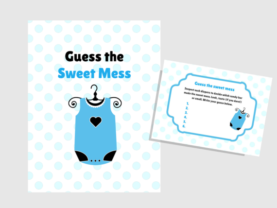 1_Twins Baby Sweet Mess game, Name that poo, Dirty Diaper Baby Shower, Printable baby shower Game, Activity, Download