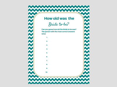 Teal How old were they Game Bridal Shower Games