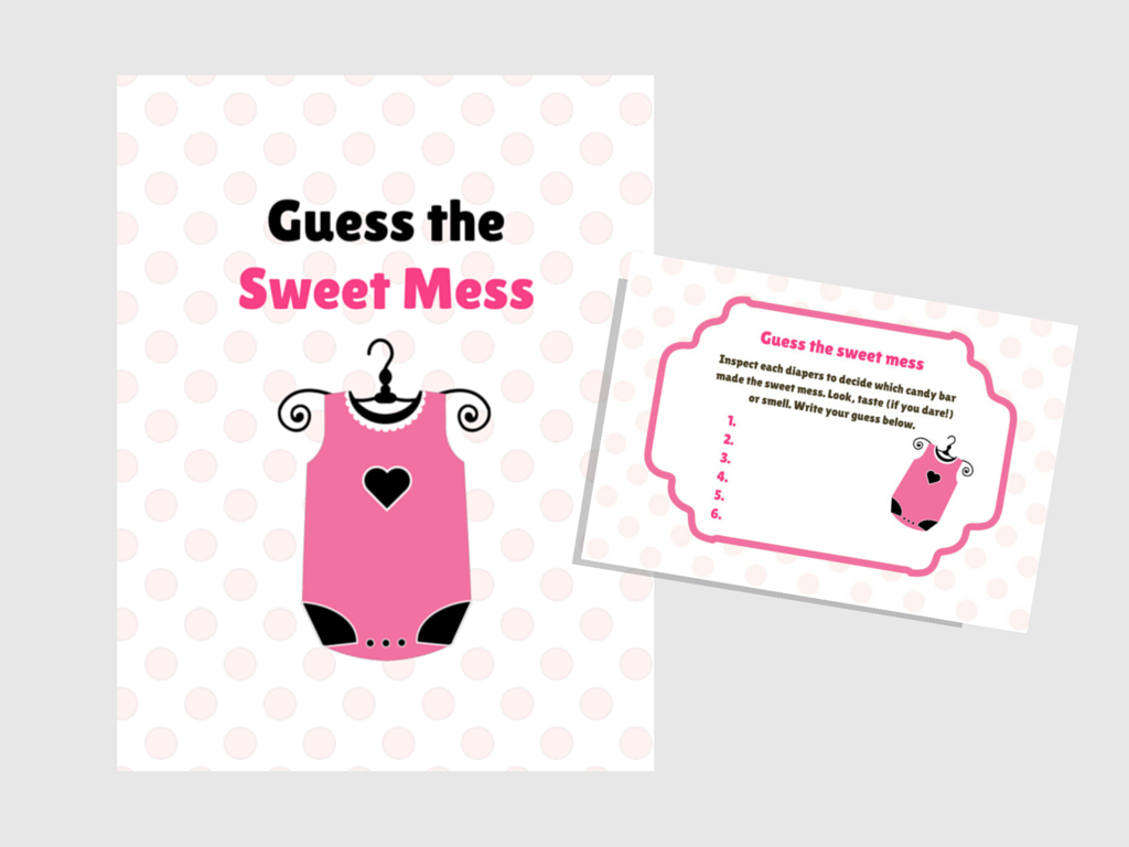 3_Twins Baby Sweet Mess game, Name that poo, Dirty Diaper Baby Shower, Printable baby shower Game, Activity, Download