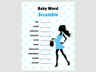 Chic Baby Word Scramble, Modern Baby Shower Games, Printable baby shower Game, Baby shower Activity, Download Baby Shower Games, mod01 4