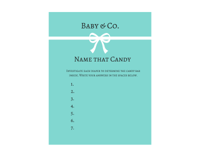 name that candy tiffany baby shower games