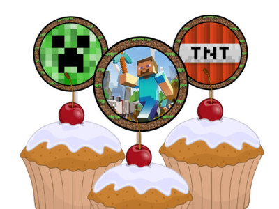 Minecraft Centerpiece, Minecraft Cupcake topper, Minecraft Party, Minecraft Cake Toppers, Minecraft Party, Minecraft Birthday, Labels, Tags 3