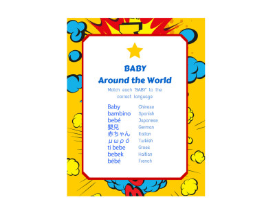 baby around the world modern baby shower game, transporation baby shower, Superhero Baby Shower game, Baby Around the World Baby Shower Game, Baby Shower Activity, Unique Baby Shower Games, Language Game