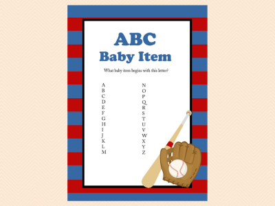 abc alphabet baby item, Navy Red Baseball Baby Shower Game Printables, All Stars, baseball theme, Sports Baby Shower Games, Printable Baseball Games TLC08