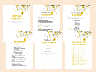Honey Bee Bridal Shower Game Package, Bee Theme Bridal Activities, Unique Bridal Shower Games, Bachelorette Games, Wedding Shower Games BS29