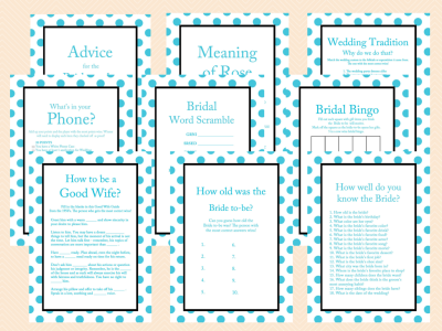 Turquoise Bridal Shower Games, Turquoise Themed Bridal Shower Games Activities, Instant Download, Printable Bridal Shower Games BS26