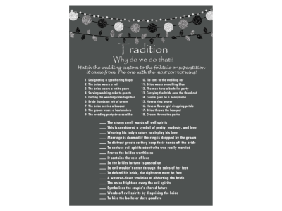 tradition, why do we do that, Printable Rustic Bridal Shower Game Package Set, Activities, Unique Bridal Shower Games, Bachelorette Games, Wedding Shower Games