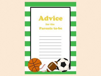 advice for the parents to be, All Stars Baby Shower Game Printables, All Stars, baseball, Sports Baby Shower Games and Activities, Instant Download