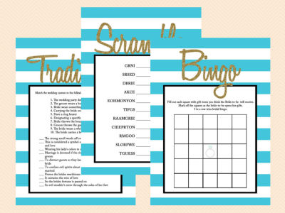Phone Hunt, What's in your phone, Scramble, Tradition, Bingo Modern stripes, Gold Glitter Bridal Shower Games, Wedding Shower Game