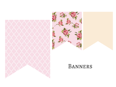 Pink Shabby Chic Banner, Bunting, Pennant, Garland, Decorations for Baby Shower, Birthday Party, Bridal Shower, Wedding Decoration banner