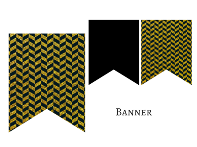 Gold and Black Banner, Bunting, Pennant, Garland, Decorations for Baby Shower, Birthday Party, Bridal Shower, Wedding Decoration banner