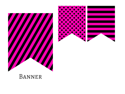 Modern Black and Hot Pink Banner, Black Hot Pink Polka Dots, Black Hot Pink Stripe, Baby Shower Banner, Bridal Shower, Wedding banner