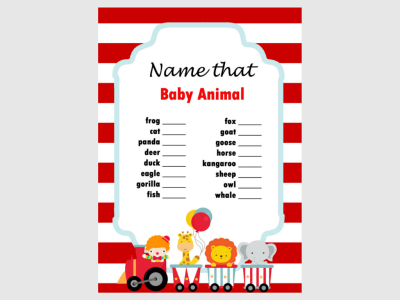 Circus, Carnival Themed Baby Shower Games Set, Baby shower Activities, Game Prize, Unique Baby Shower, ccs1