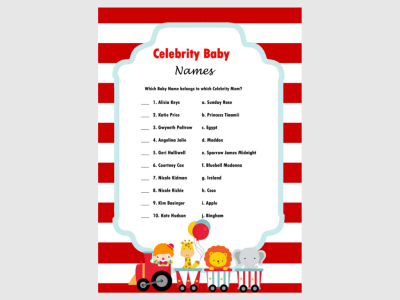 Circus, Carnival Themed Baby Shower Games Set, Baby shower Activities, Game Prize, Unique Baby Shower, ccs1