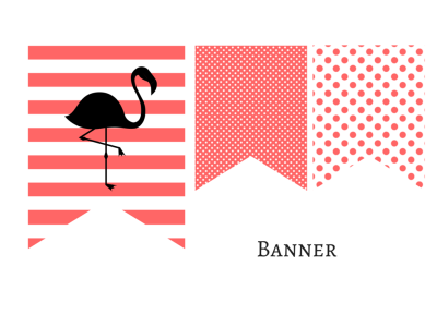 Peach Flamingo Banner, Stripes, Dots, Pennant, Garland, Printable Banner, Baby Shower Banner, Birthday Party, Bridal Shower, Wedding banner