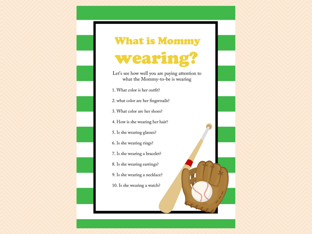 Green Baseball Baby Shower Game Package - Magical Printable