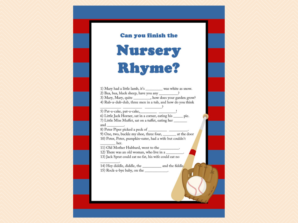 Navy Baseball Baby Shower Game Package - Magical Printable