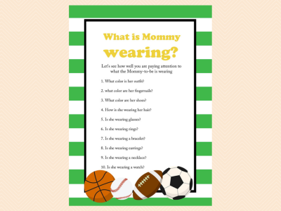 whats mommy wearing, All Stars Baby Shower Game Printables, All Stars, baseball, Sports Baby Shower Games and Activities, Instant Download