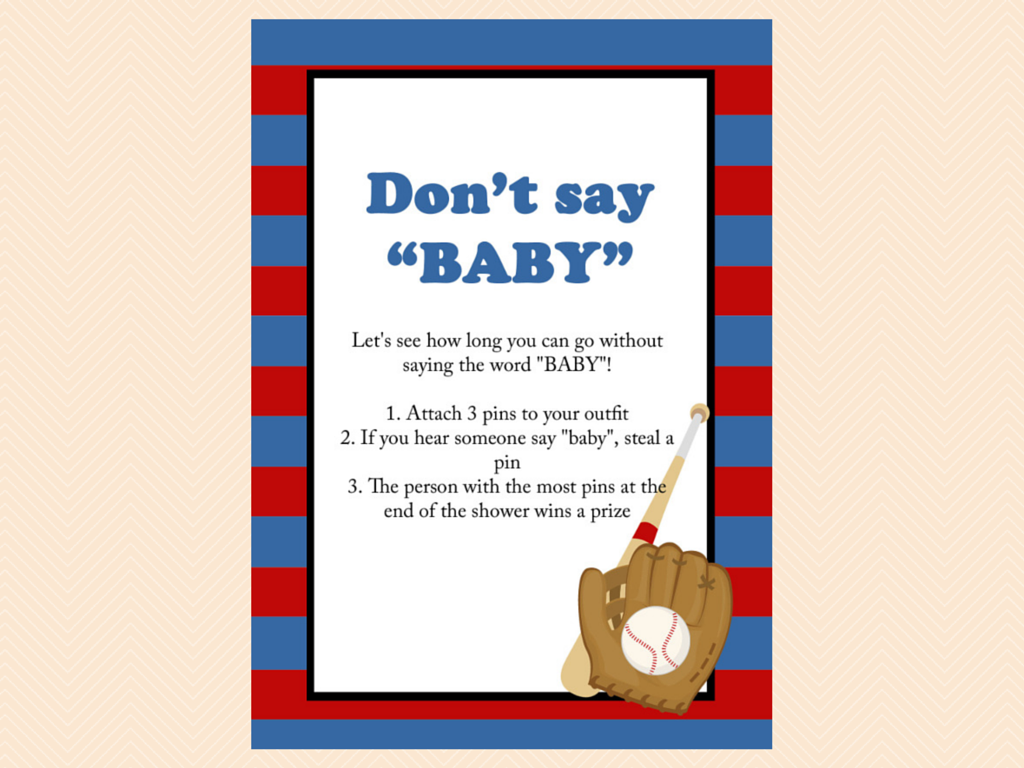 Navy Baseball Baby Shower Game Package - Magical Printable