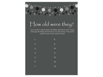 how old were they, Printable Rustic Bridal Shower Game Package Set, Activities, Unique Bridal Shower Games, Bachelorette Games, Wedding Shower Games