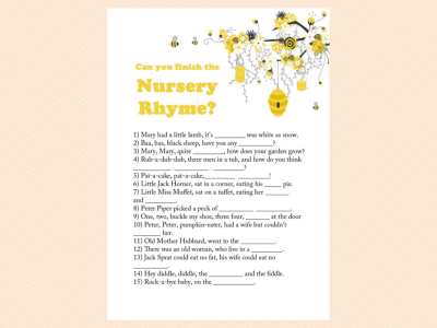 nursery rhyme baby shower game