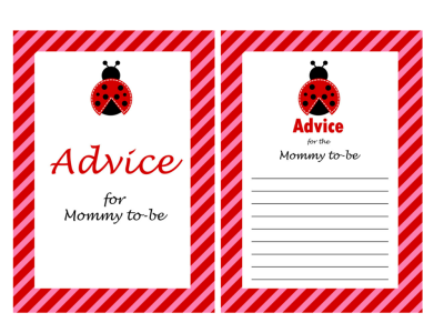 advice cards Ladybug Theme Baby Shower Games