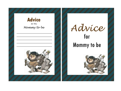 advice mommy to be Where the Wild Things are Baby Shower Games Set
