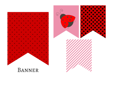 banner, Red Pink Ladybug Banner, Bunting, Pennant, Garland, Printable Banner, Baby Shower Banner, Birthday Party, Bridal Shower, Little Lady banner