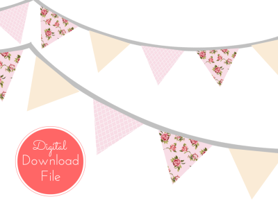 Pink Shabby Chic Banner, Bunting, Pennant, Garland, Decorations for Baby Shower, Birthday Party, Bridal Shower, Wedding Decoration banner