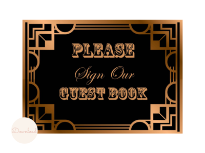 guest book, Wedding Signs, Wedding Decoration Signs, Art Deco, Gold, Roaring Twenties, Printable Wedding Signs, Bridal Signs