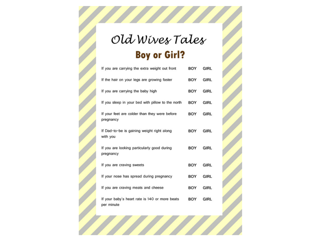 Old Wives Tales Gender Reveal Games Magical Printable