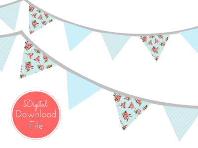 pennanr Baby Blue Shabby Chic Banner, Pennant, Garland, Decorations for Baby Shower, Birthday Party, Bridal Shower, Wedding Decoration banner