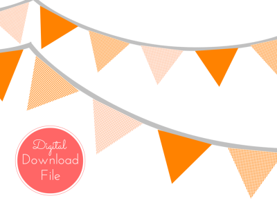 pennant Orange Gingham Banner, Bunting, Pennant, Garland, Decorations for Baby Shower, Birthday Party, Bridal Shower, Wedding Decoration banner
