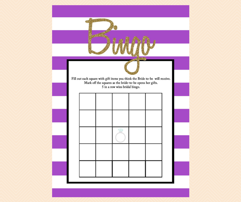 Gold Glitter Bridal Gift Bingo Games Magical Printable