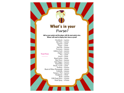 vintage_circus_carnival_baby_shower_games_whats_in_your_purse