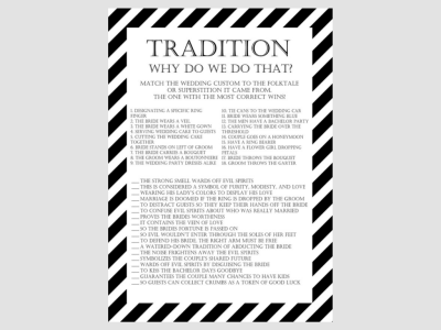 wedidng tradition game, Modern Black and White Stripes Bridal Shower Games Package Set, Unique Bridal Shower Games, White background game, Wedding Shower Games