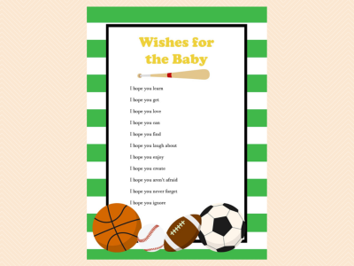 wishes for the baby, All Stars Baby Shower Game Printables, All Stars, baseball, Sports Baby Shower Games and Activities, Instant Download