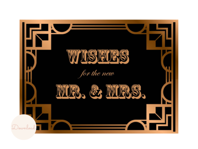 wishes sign, Wedding Signs, Wedding Decoration Signs, Art Deco, Gold, Roaring Twenties, Printable Wedding Signs, Bridal Signs