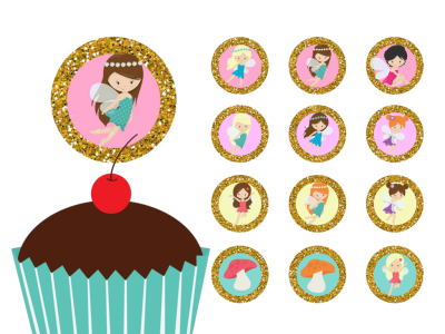 Fairies, Fairy Cupcake Toppers Printable, Download, Cupcake, Baby Shower Toppers, Birthday Toppers, 2 inch Circle Toppers, Labels