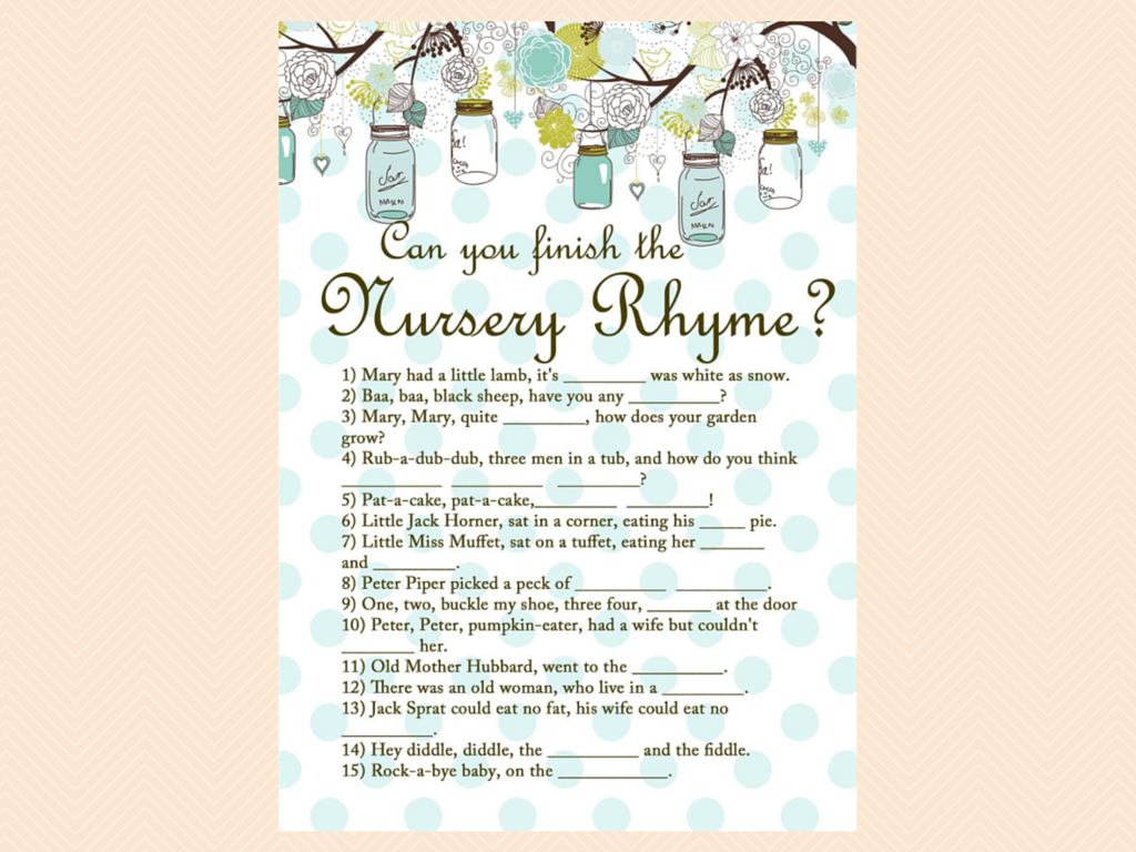 Mason Jars Baby Shower Game Package Magical Printable