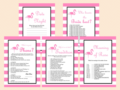 Pink Flamingo Bridal Shower Game printables, Unique Bridal Shower Games, Wedding Shower Games BS39