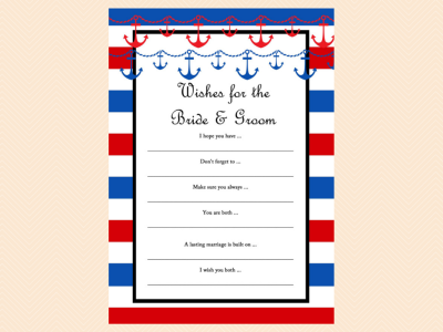 wishes for baby, Nautical Bridal Shower Game Printable Packages, Nautical Bridal Shower Games, Beach, Red and Navy Modern Bridal Shower Games Printables, Bachelorette, Wedding Shower Games BS37